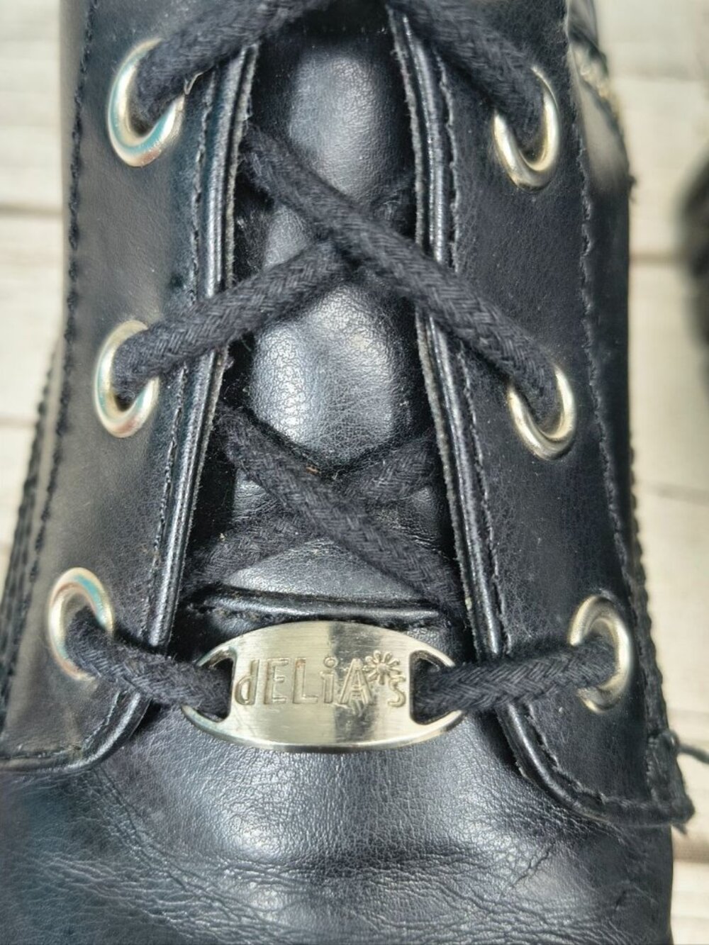 Delia's Black Lace Up Chunky Sole Combat Boots Women Size 7 - Picture 3 of 10
